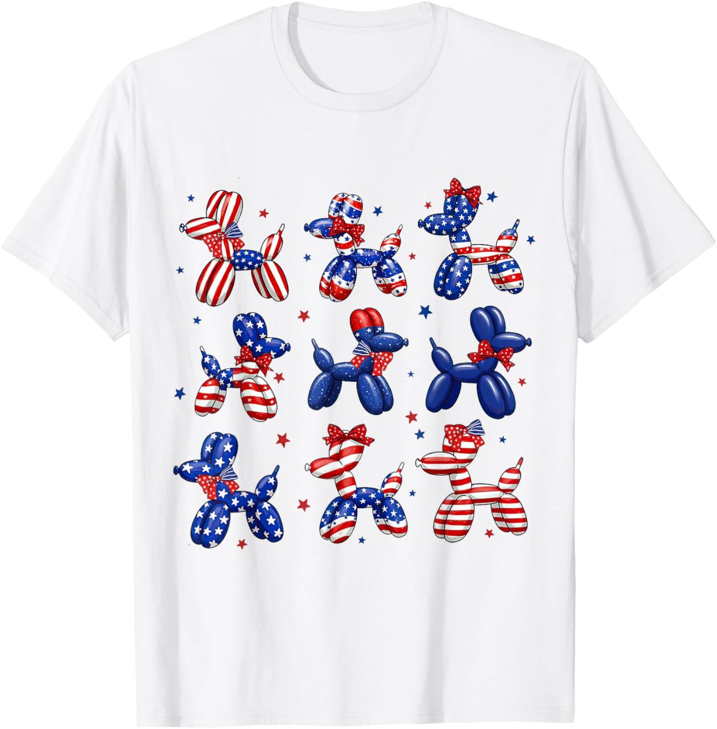 Balloon Dogs Coquette Bow 4th of July USA Flag America Girls T-Shirt
