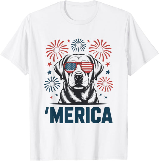 Patriotic Labrador Retriever Dog Merica US Flag 4Th Of July T-Shirt