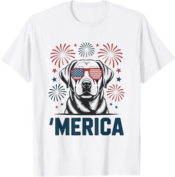 Patriotic Labrador Retriever Dog Merica US Flag 4Th Of July Men Women T-Shirt