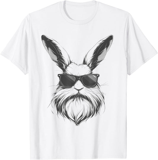 Beard Bunny Face With Sunglasses Easter Day 2024 Men Boy Kid T-Shirt