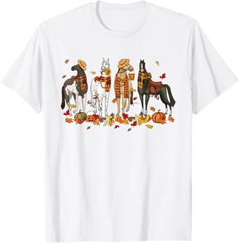 Vintage Fall Horse Pumpkin Season Thanksgiving Farmer T-Shirt