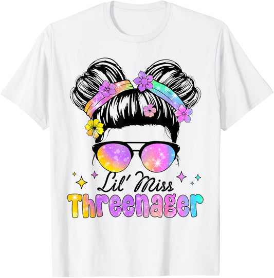 Little Miss Threenager Birthday 3 Years 3rd Birthday Girl T-Shirt