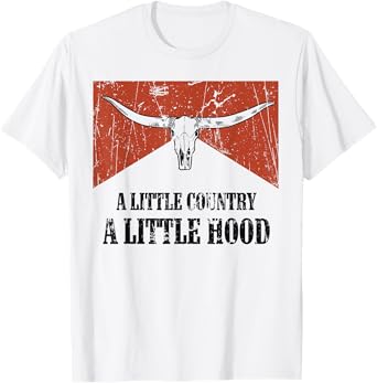 Vintage Bull Skull A Little Country Music A litlle Hood T-Shirt