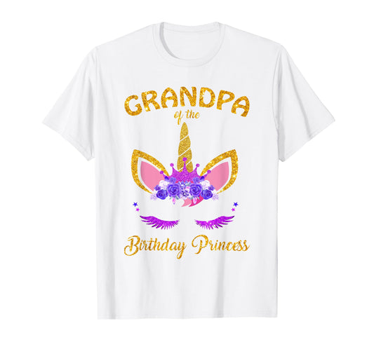 Grandpa of the Birthday Princess Unicorn Girl T Shirt Outfit T-Shirt