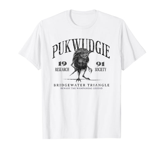 Awesome Cryptid Tees Pukwudgie Research Society Est 1991 Bridgewater Triangle Unisex-Adults Grey T-Shirt