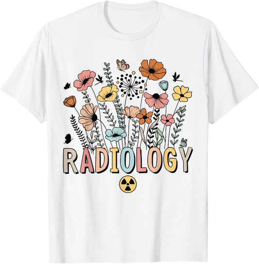Retro Floral Radiology Radiologist Rad Tech Technologist T-Shirt