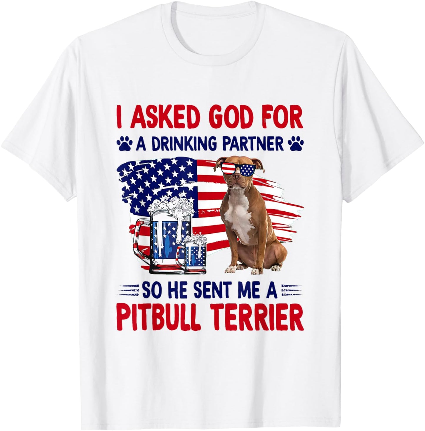 Pitbull Dog 4th Of July Funny Patriotic Dog Lover T-Shirt