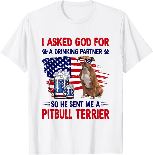 Pitbull Dog 4th Of July Funny Patriotic Dog Lover T-Shirt