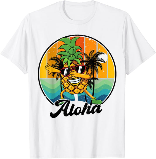 Aloha Hawaii T-Shirt Hawaiian Kids Boy Men Dabbing Pineapple T-Shirt