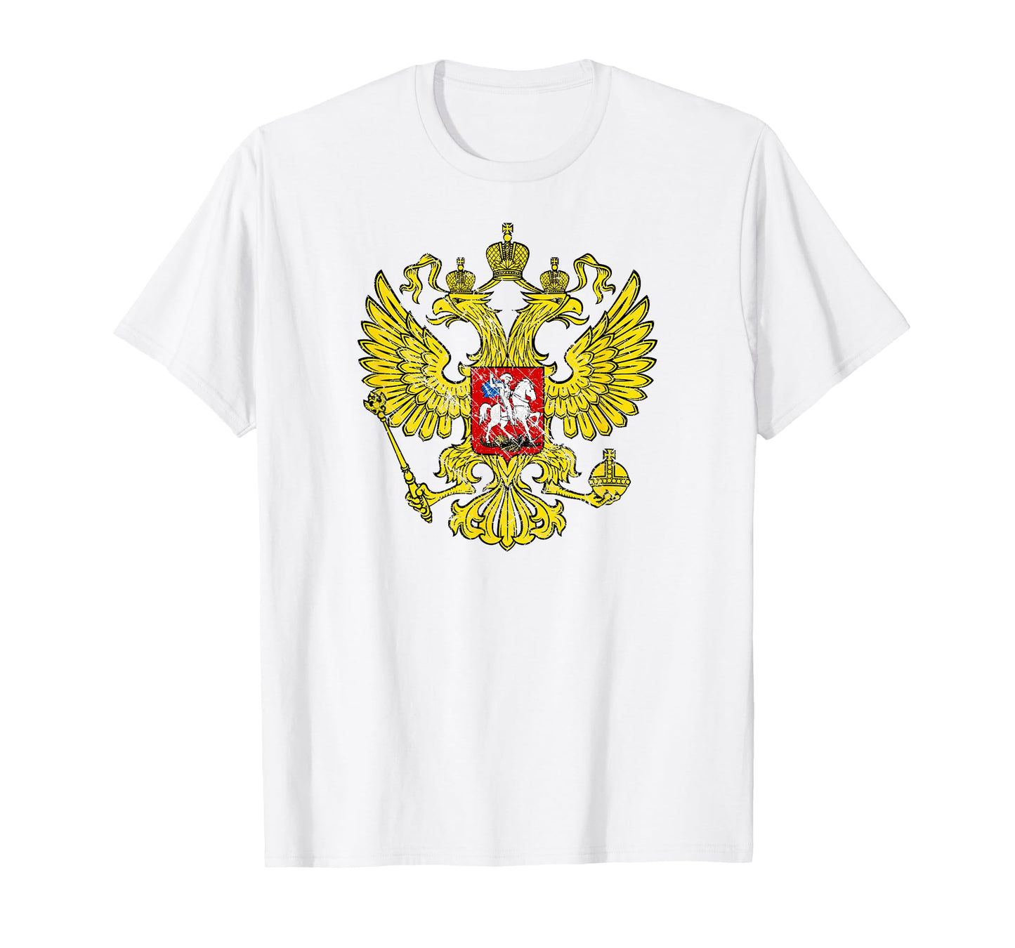 Distressed Russian Coat of Arms Two Headed Eagle St George