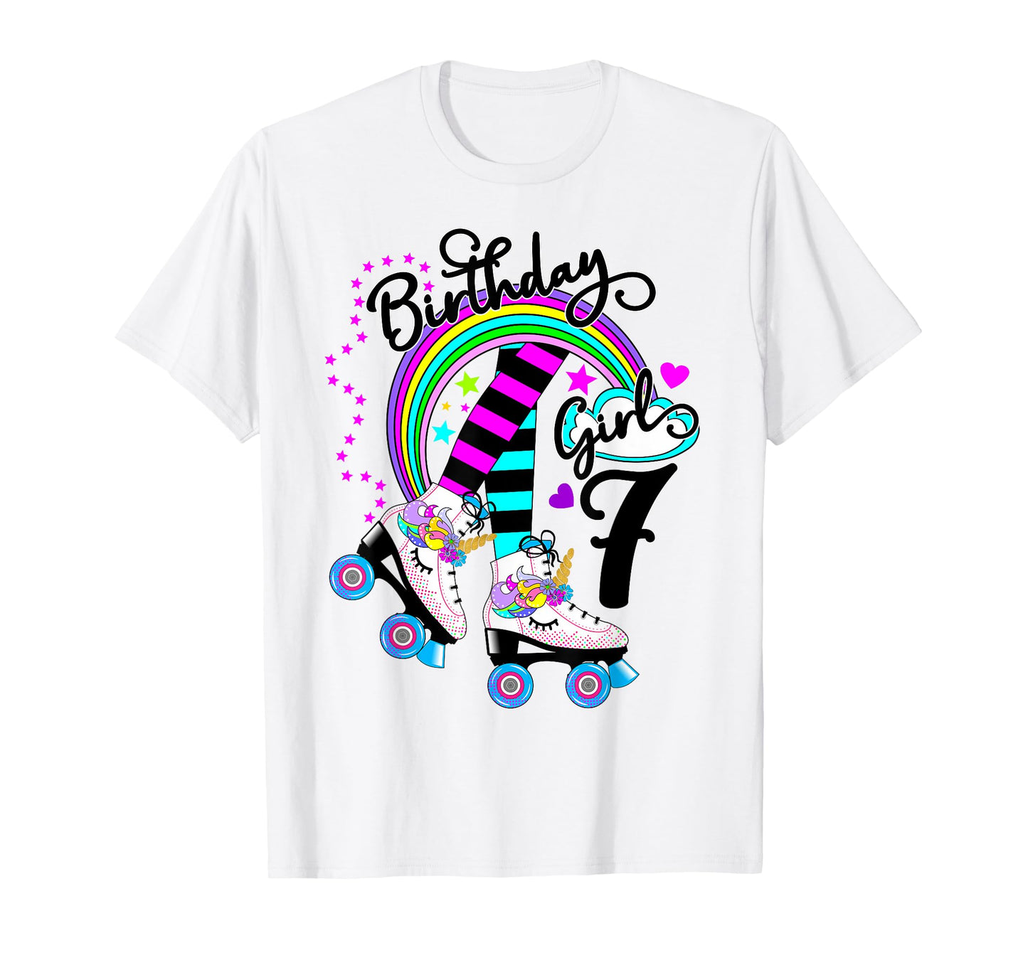 7th Unicorn Roller Skate Birthday Party for Girls Shirt