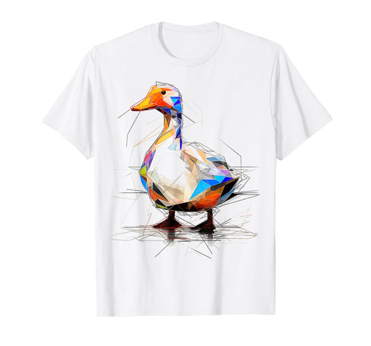 Duck Polygon Drawing Animal Abstract Art Graphic Bird T-Shirt