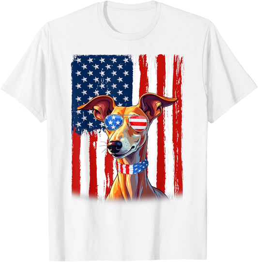 USA America Flag Italian Greyhound Dog 4th of July Patriotic T-Shirt