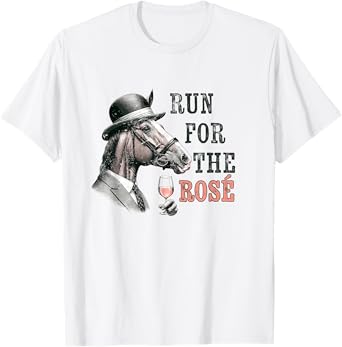 Dapper Derby Horse Sipping Rosé Wine Race Day Party T-Shirt
