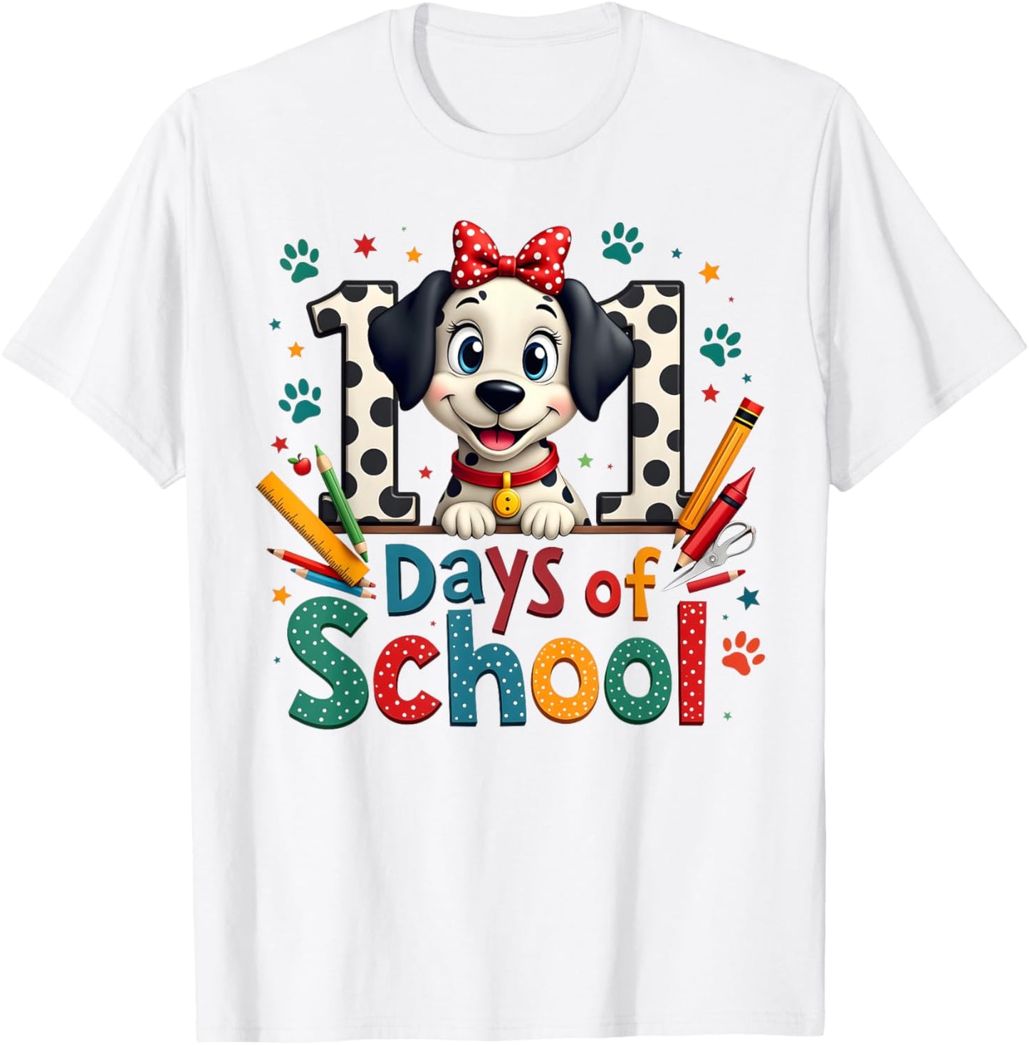 101 Days of School 100 Days of School Funny Cute Dogs Design T-Shirt