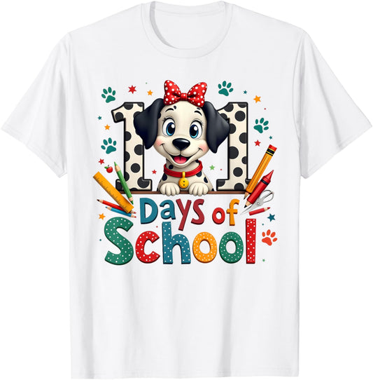 101 Days of School 100 Days of School Funny Cute Dogs Design T-Shirt