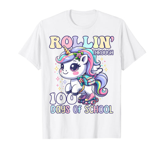 100 Days of School Girls Teacher 100th Day Unicorn Outfit T-Shirt