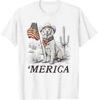 Golden Retriever 4th Of July Merica America Flag T-Shirt