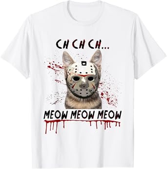 Ch Ch Ch Meow Meow Scary Friday Costume Halloween Cat T-Shirt