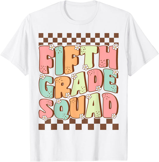Fifth Grade Squad Retro Cute Groovy First Day of 5th Grade T-Shirt