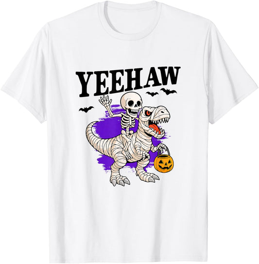 Funny Skeleton Cowboy Mummy Dino Halloween Costume T-Shirt