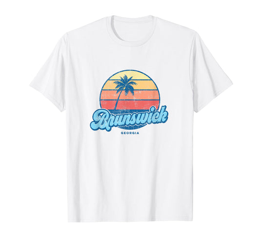 Vintage Brunswick Georgia GA Classic 70s Retro Surfer T-Shirt