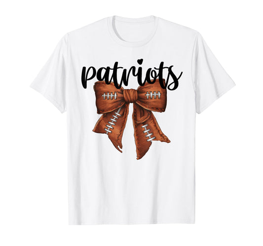 Patriots Football Bow School Spirit Team Mascot Game Night T-Shirt