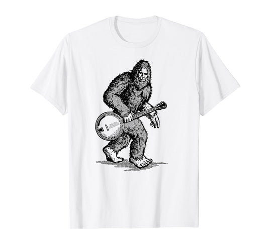 Grassquatch! Vintage Bigfoot & Bluegrass Banjo Music T-Shirt