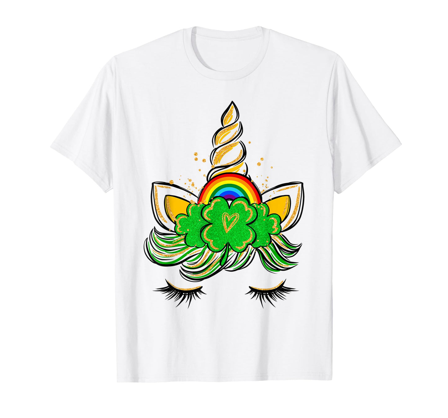 Unicorn Face St Patrick's Day Irish Girls Kids T-Shirt