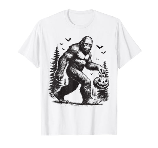 Spooky Halloween Bigfoot Pumskin Shirt Men Women T-Shirt