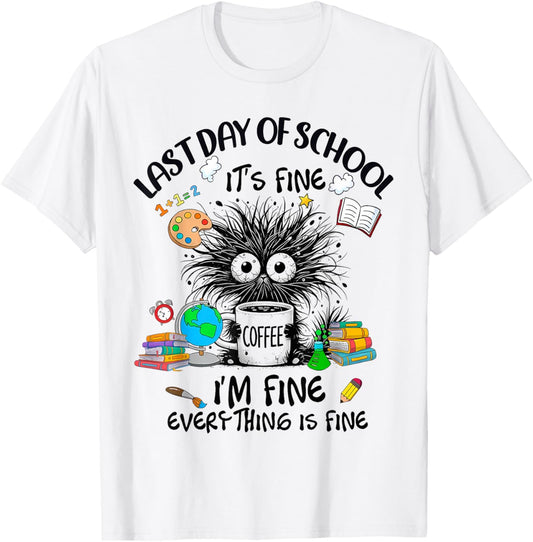 Last Day Of School-End Of School Year-I Survived Funny Cat T-Shirt