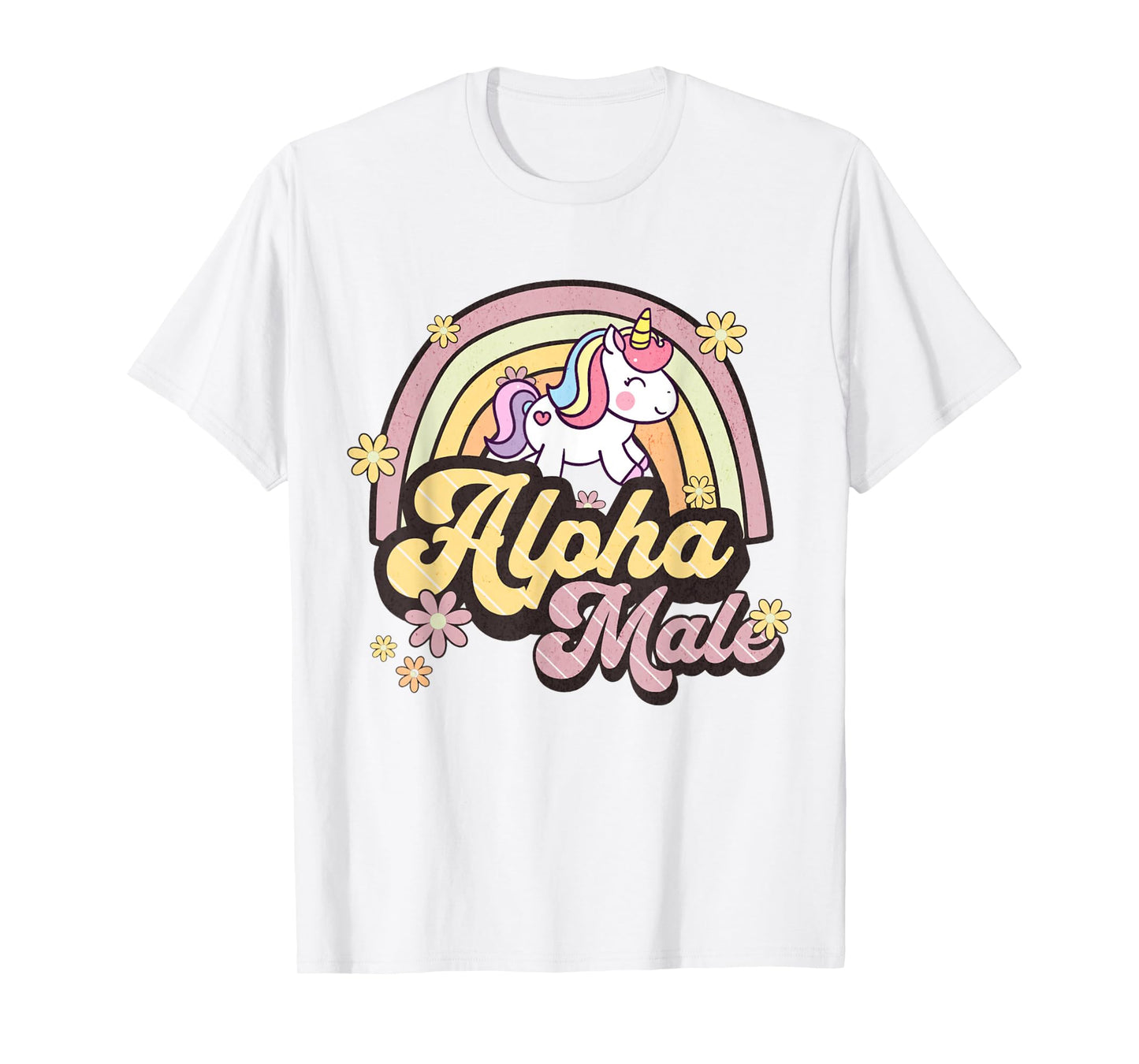 Alpha Male Unicorn Rainbow Sarcastic Ironic Weird Y2K Humor T-Shirt