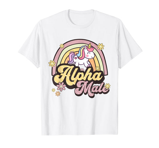 Alpha Male Unicorn Rainbow Sarcastic Ironic Weird Y2K Humor T-Shirt