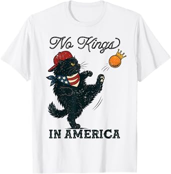 Black Cat No Kings In America, Vintage Cats Against Trump T-Shirt for Men Women