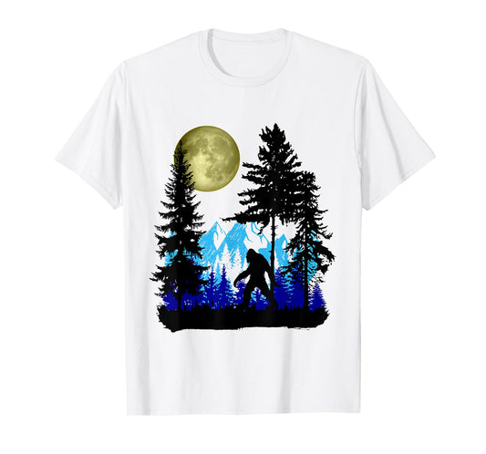 Bigfoot Hiding Under Full Moon for Sasquatch Lover T-Shirt