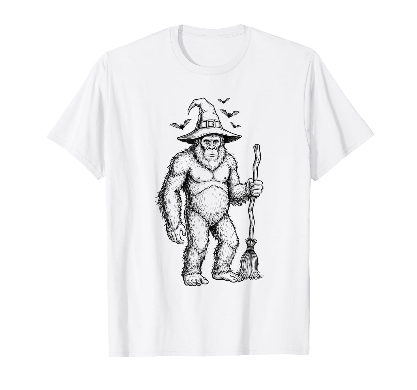 Funny Bigfoot Sasquatch Witch Halloween Men Women Kids T-Shirt