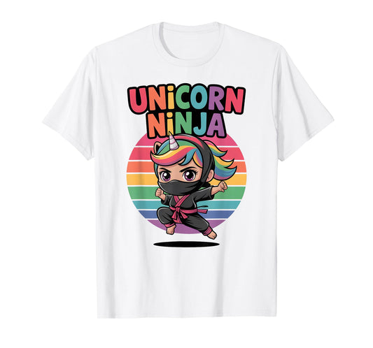 Happy UNICORN NINJA Birthday Girl Girls I Love Pink Crew T-Shirt