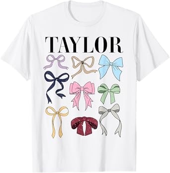 Retro Coquette Taylor First Name Personalized Birthday Girl T-Shirt