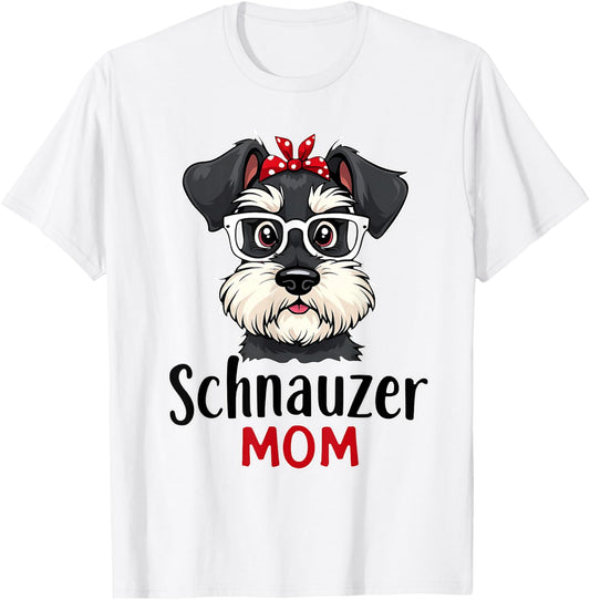 Cute Schnauzer Mom Bandana Funny Mini Schnauzer Dog Lover T-Shirt