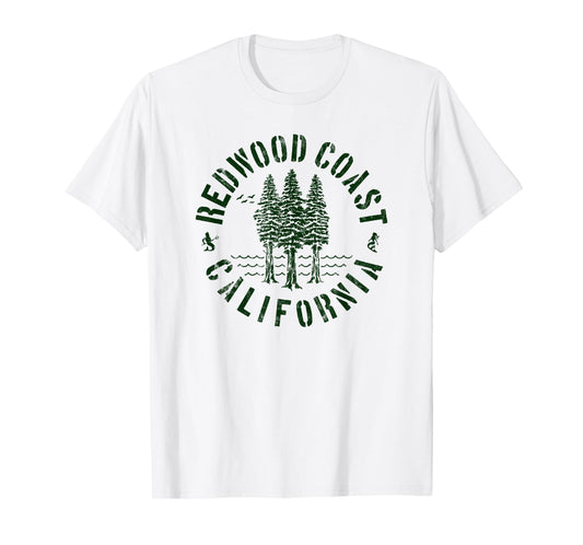 Redwood Coast California Trees Forest Ocean Outdoors Camping T-Shirt