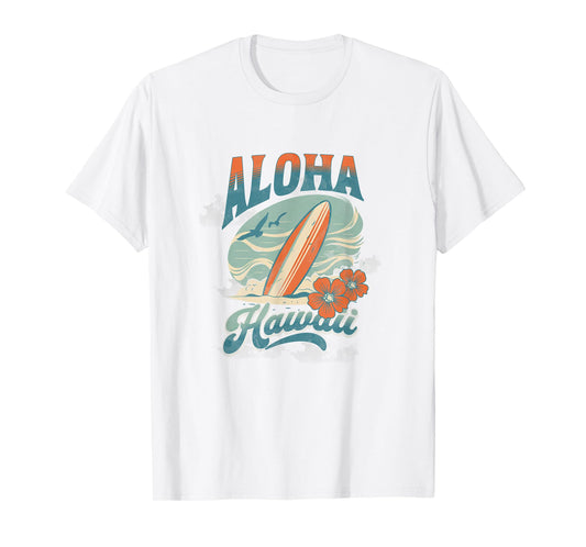 Aloha Hawaii Hawaiian Island Shirt Palm Beach Surfboard Surf T-Shirt for Men Women