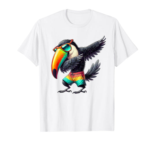 Toucan Dabbing, Swimming Pool, Beach Vacation, Tropical Bird T-Shirt for Men Women Kids