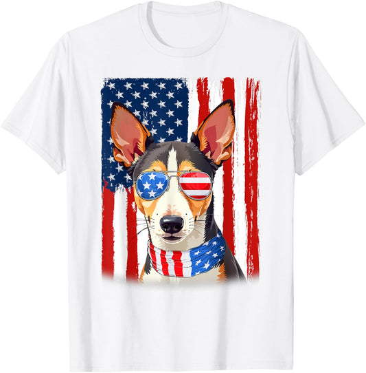 USA America Flag Rat Terrier Dog 4th of July Patriotic T-Shirt