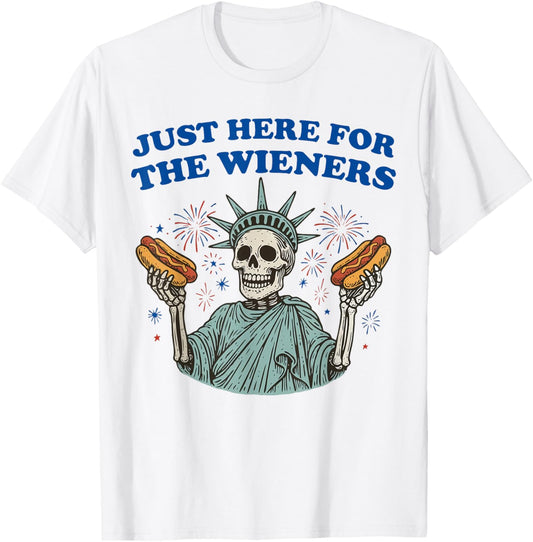 I'm Just Here For The Wieners Skeleton Hot Dog 4th Of July T-Shirt