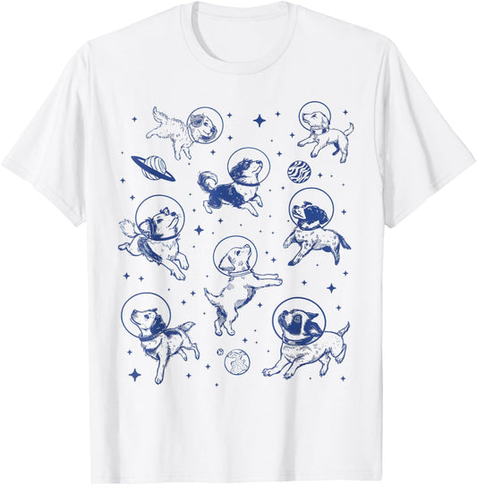 Dogs In Space Retro T-Shirt