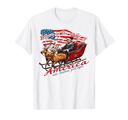 Believe America Make Christmas Great Again Xmas Trump Santa T-Shirt