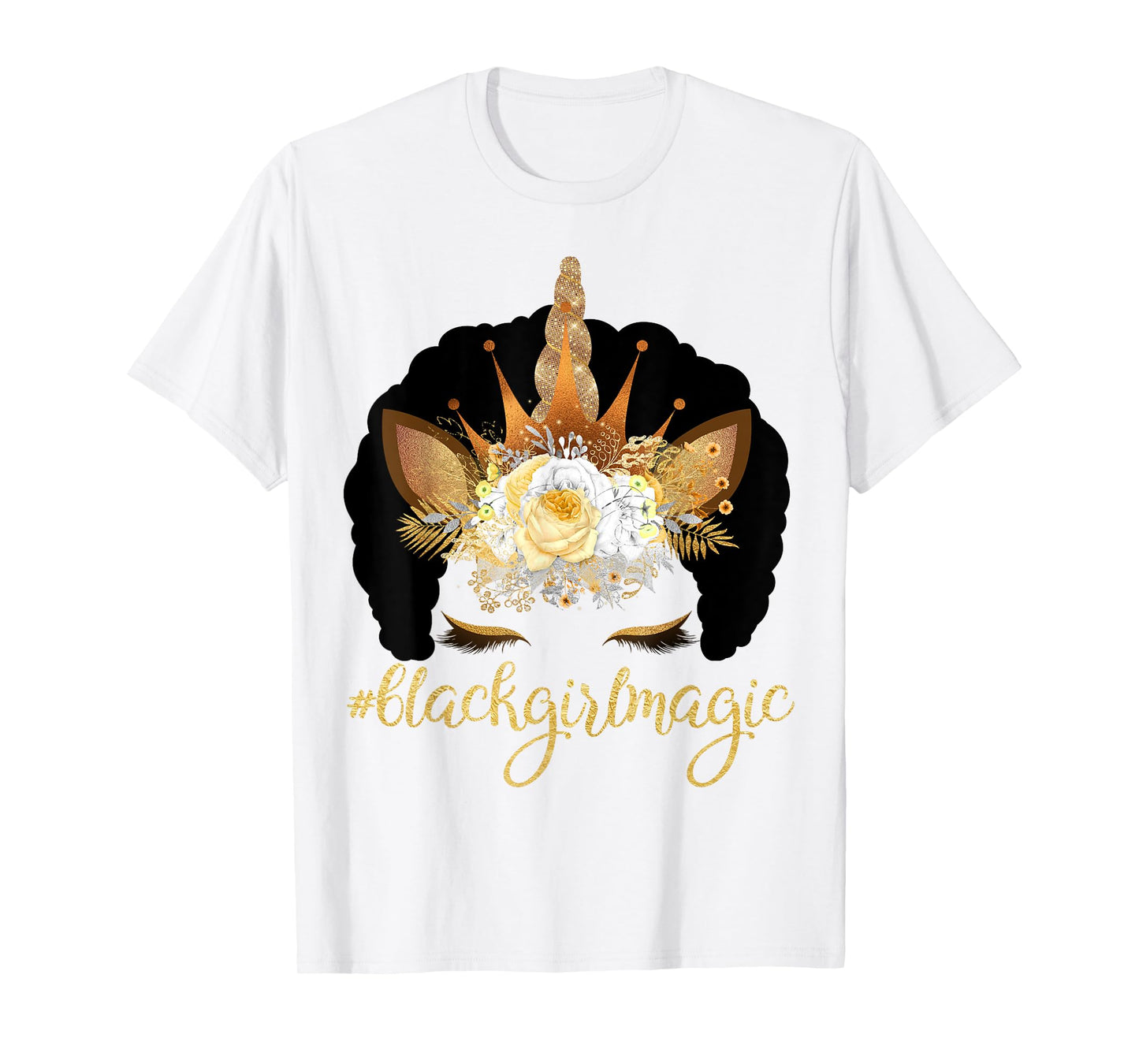 Unicorn Afro Kids Black Girl Magic Birthday Gift T-Shirt