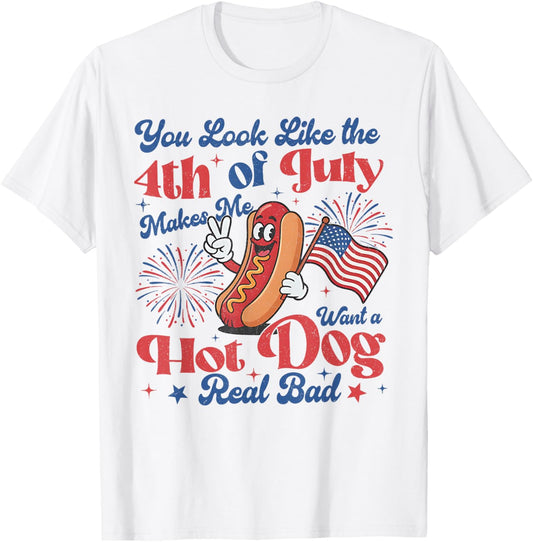 Funny You Look Like 4th Of July Hot Dog Wiener Men Women T-Shirt