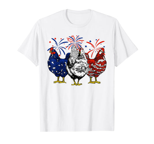 Chicken USA Flag Patriotic Chicken Lover 4th of July T-Shirt for Women Men