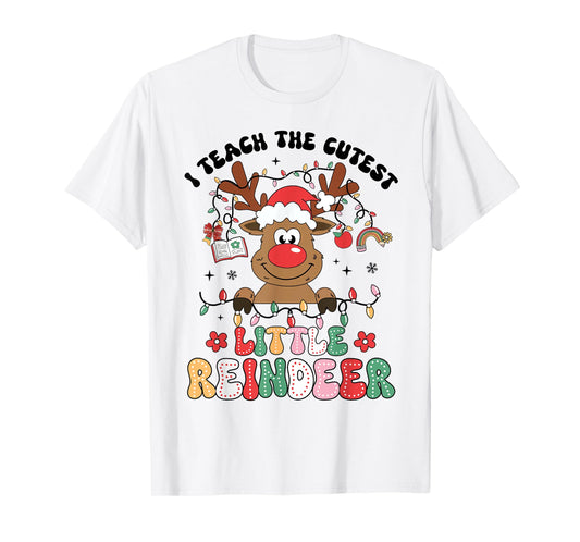 Christmas Teacher I Teach The Cutest Little Reindeer Boy Kid T-Shirt